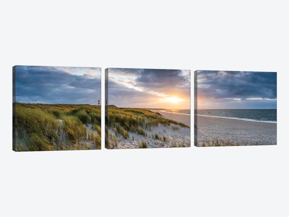 Sunset Near Leuchtturm List-Ost, Sylt Island, Schleswig-Holstein, Germany I by Jan Becke 3-piece Canvas Print