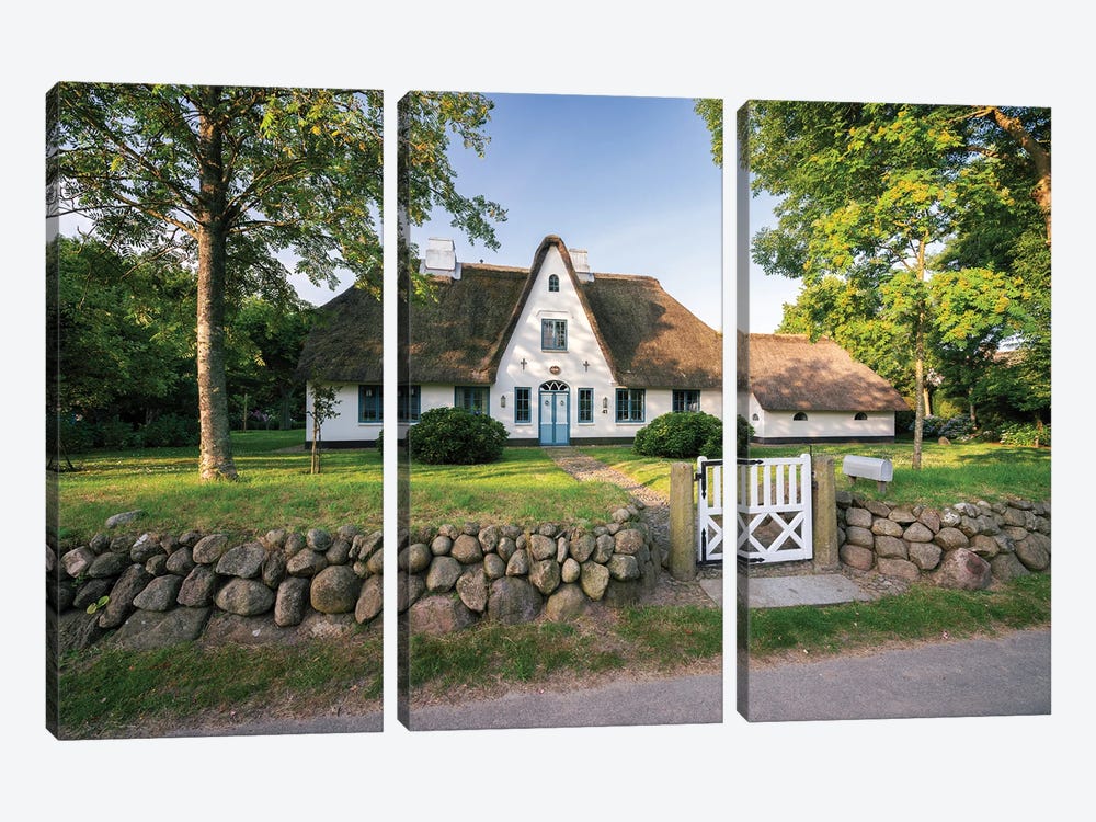 Traditional German Frisian House In Keitum, Sylt, Schleswig-Holstein, Germany by Jan Becke 3-piece Canvas Artwork