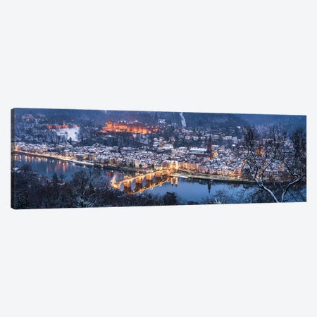 Panoramic View Of Heidelberg Old Town In Winter With View Of The Old Bridge And Castle Canvas Print #JNB2011} by Jan Becke Canvas Print