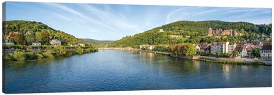 Heidelberg Panorama Along The Neckar River Canvas Art Print
