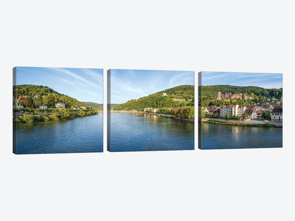 Heidelberg Panorama Along The Neckar River by Jan Becke 3-piece Canvas Art