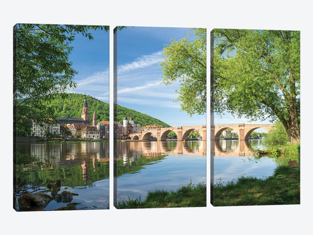 Heidelberg Old Bridge Along The Neckar River In Spring by Jan Becke 3-piece Art Print