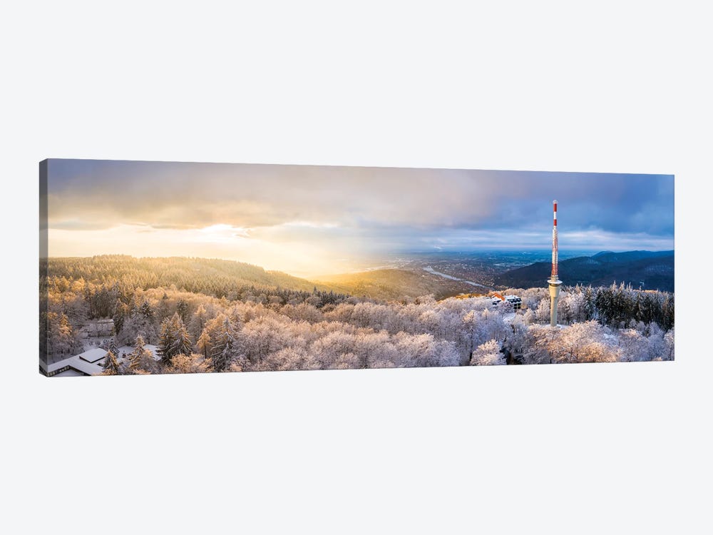 Sunset Panorama Of Heidelberg Königstuhl In Winter by Jan Becke 1-piece Art Print