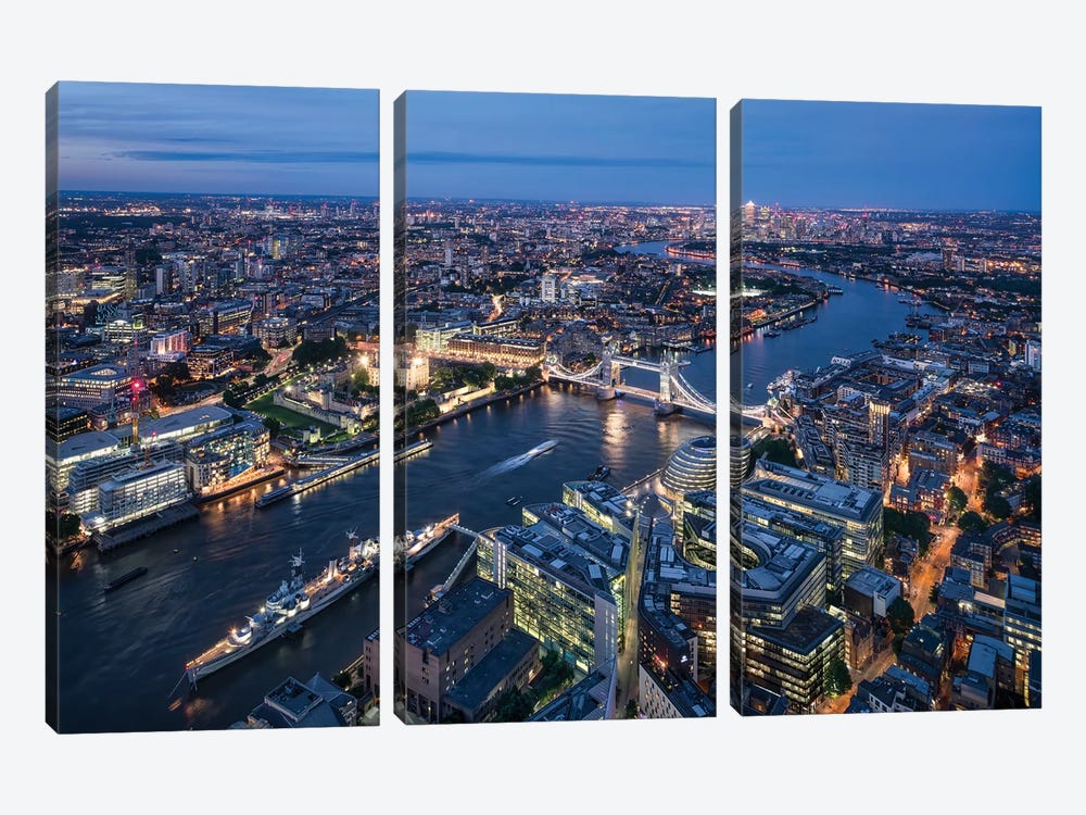 Aerial View Of London With Tower Bridge by Jan Becke 3-piece Canvas Print