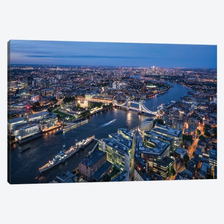 Aerial View Of London With Tower Bridge Canvas Print #JNB201} by Jan Becke Canvas Print