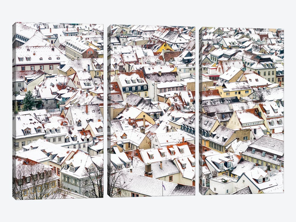 Heidelberg Old Town In Winter by Jan Becke 3-piece Canvas Art Print