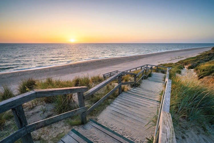 Sunset Near The North Sea Coast, Island Of Sylt, Schleswig-Holstein, Germany