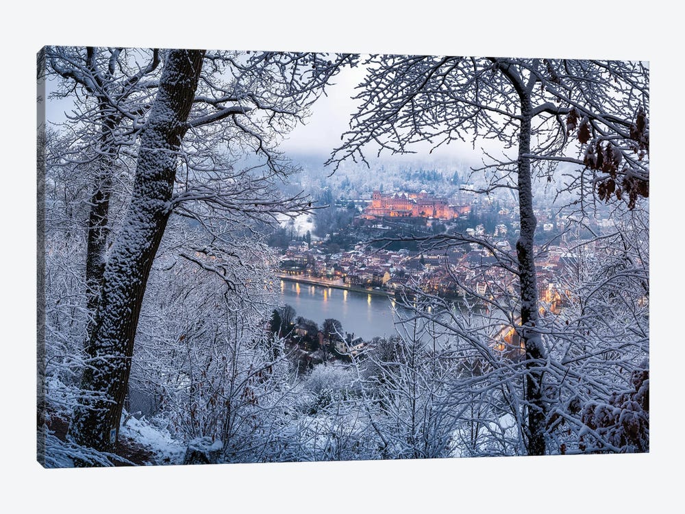 Heidelberg Castle And Forest Of Odes In Winter by Jan Becke 1-piece Art Print