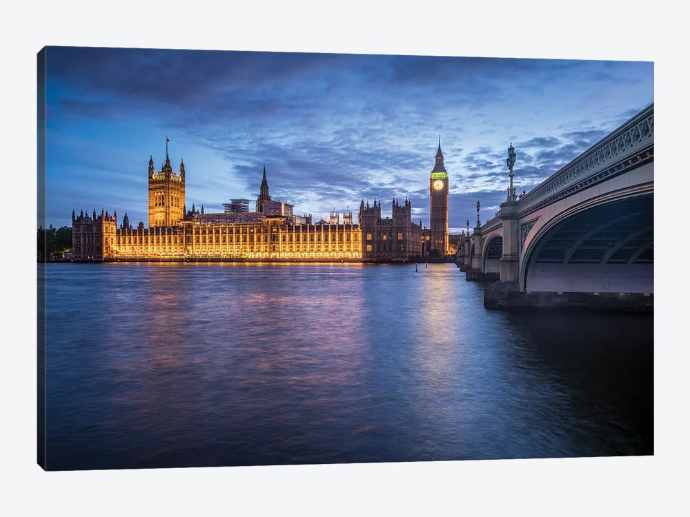 Palace Of Westminster And Big Ben Along The The River Thames by Jan Becke 1-piece Canvas Wall Art