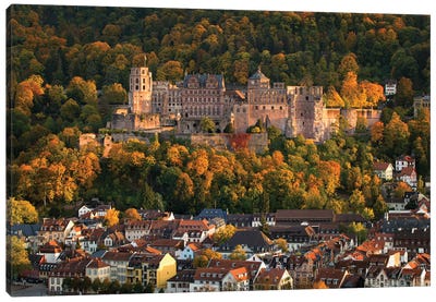 Heidelberg Castle And Old Town In Autumn Season, Baden-Wuerttemberg, Germany Canvas Art Print - Germany