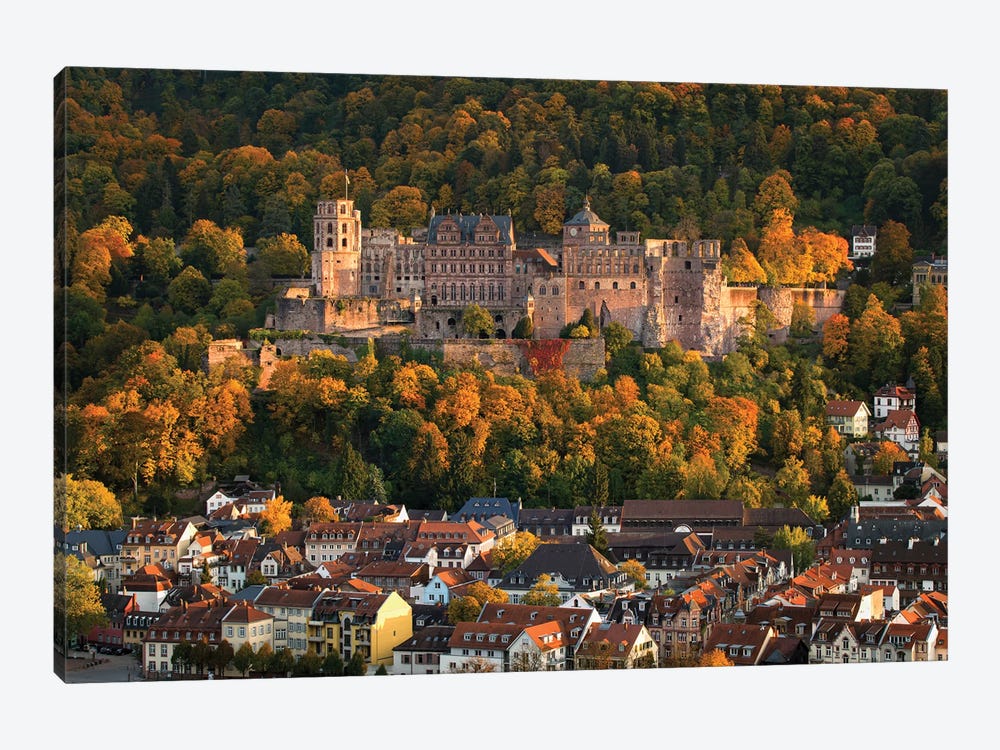 Heidelberg Castle And Old Town In Autumn Season, Baden-Wuerttemberg, Germany by Jan Becke 1-piece Canvas Wall Art