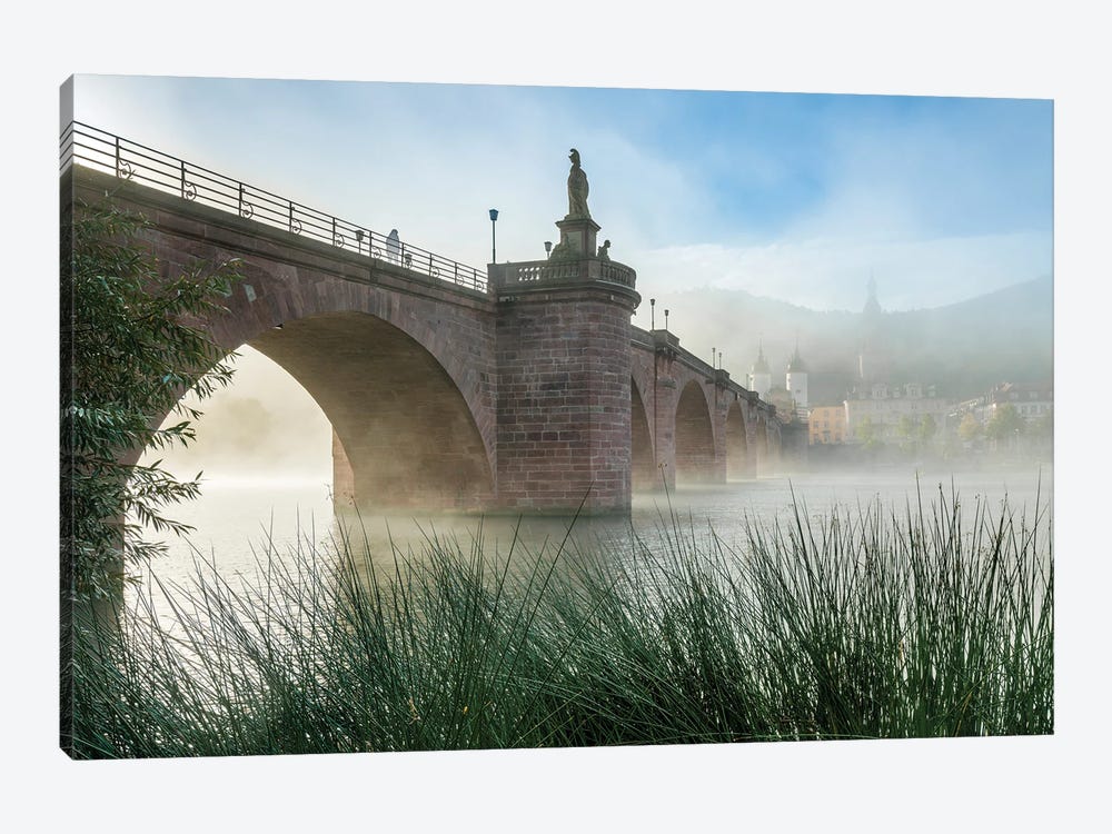 Early Morning At The Alte Brücke (Old Bridge), Heidelberg, Germany by Jan Becke 1-piece Canvas Art Print