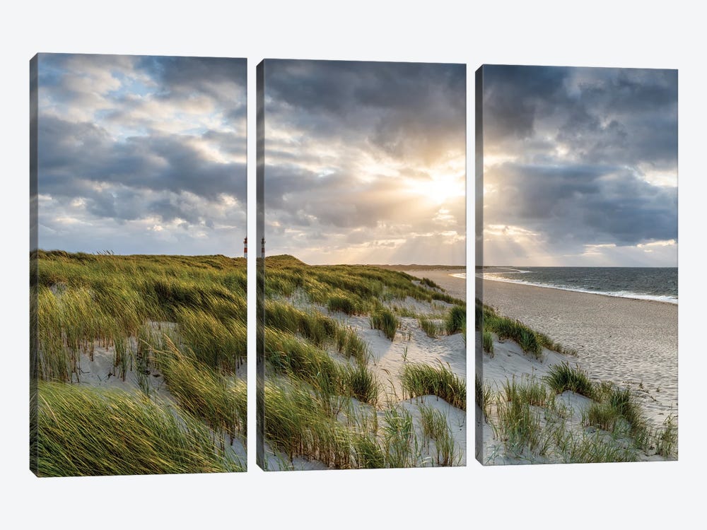 Dramatic Sunset Near The North Sea Coast On Sylt, Schleswig-Holstein, Germany by Jan Becke 3-piece Canvas Art Print