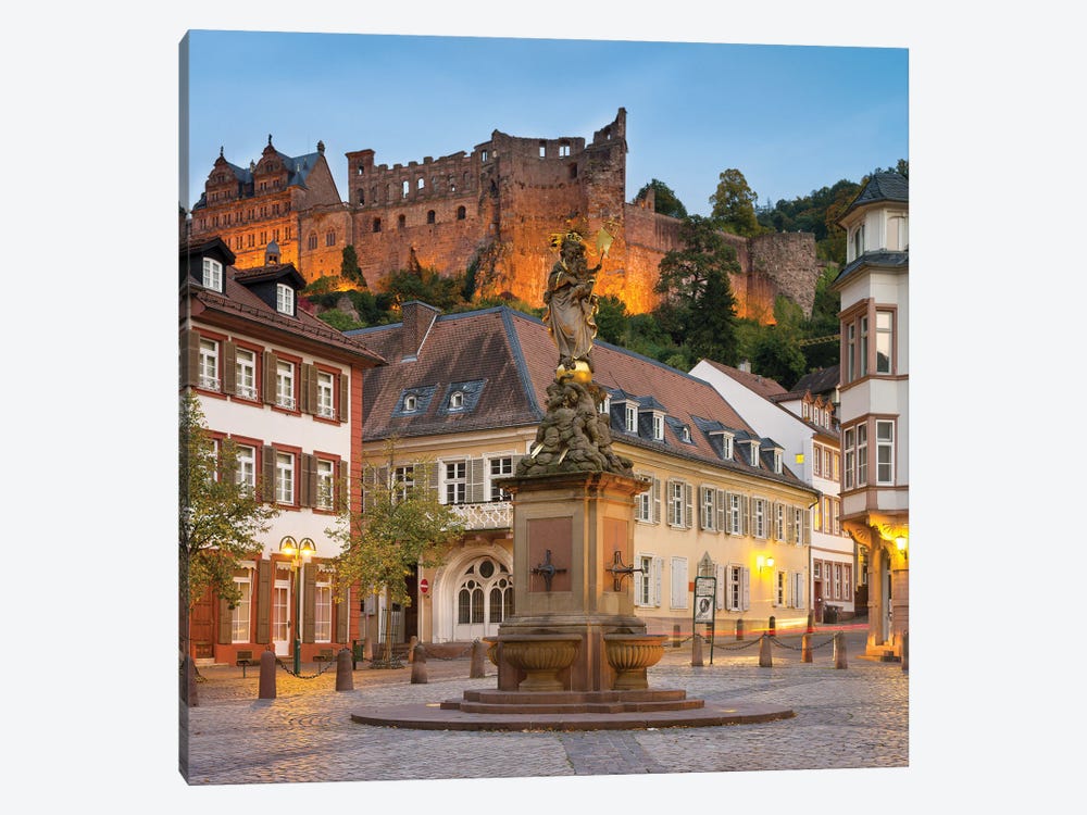 Kornmarkt Square With Heidelberg Castle Ruins In The Background, Baden-Wuerttemberg, Germany by Jan Becke 1-piece Canvas Artwork