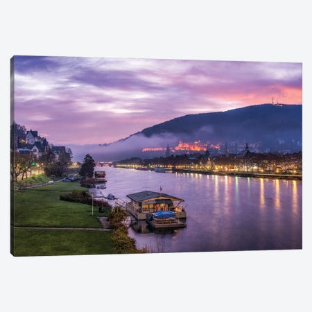 Winter Sunrise With View Of Heidelberg Castle And Neckar River, Baden-Wuerttemberg, Germany Canvas Print #JNB2052} by Jan Becke Canvas Art Print