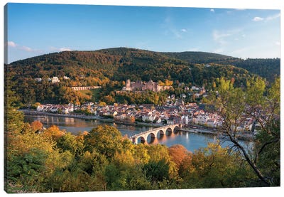 Autumn View Of Heidelberg Castle And Old Bridge, Baden-Wuerttemberg, Germany Canvas Art Print - Heidelberg