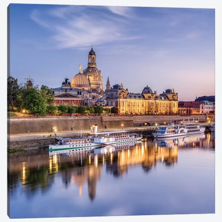 Dresden Frauenkirche (Church Of Our Lady) Along The Elbe River, Dresden, Saxony, Germany Canvas Print #JNB2055} by Jan Becke Canvas Art