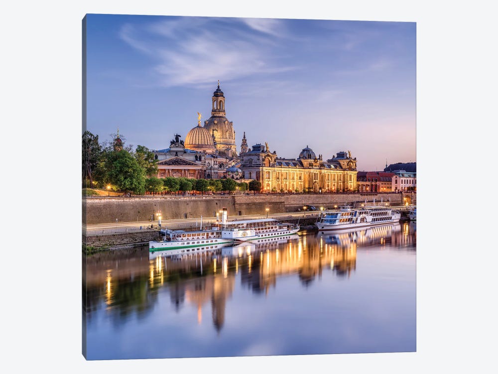 Dresden Frauenkirche (Church Of Our Lady) Along The Elbe River, Dresden, Saxony, Germany by Jan Becke 1-piece Canvas Wall Art