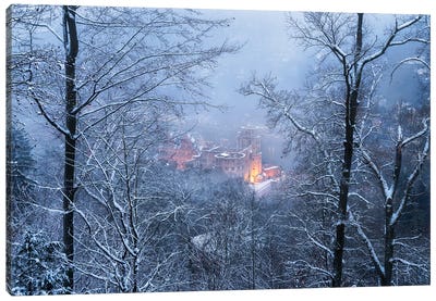 Heidelberg Castle In Winter, Baden-Wuerttemberg, Germany Canvas Art Print - Castle & Palace Art