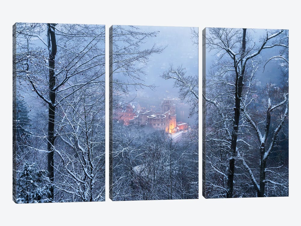 Heidelberg Castle In Winter, Baden-Wuerttemberg, Germany by Jan Becke 3-piece Art Print