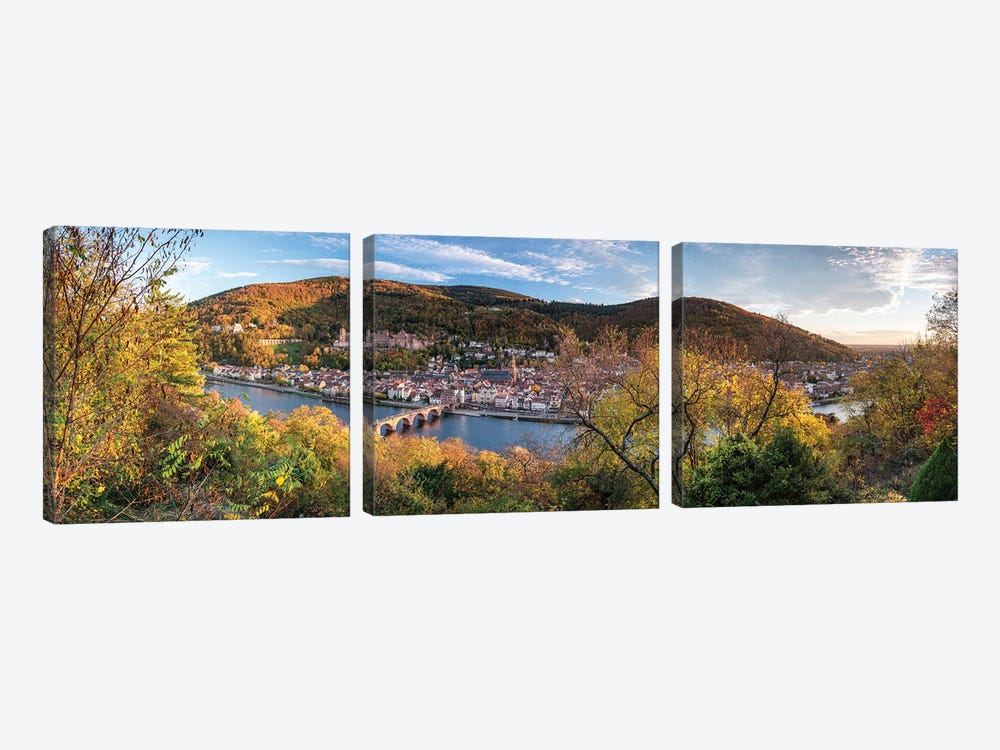 Heidelberg Panorama In Autumn Season, Baden-Wuerttemberg, Germany by Jan Becke 3-piece Canvas Artwork