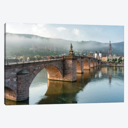 Early Morning At The Alte Brücke (Old Bridge) In Heidelberg, Germany Canvas Print #JNB2059} by Jan Becke Canvas Art Print