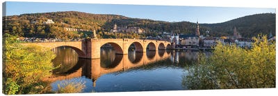 Heidelberg Panorama In Autumn With Old Bridge, Neckar River And Heidelberg Castle Canvas Art Print - Heidelberg