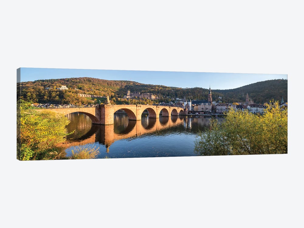 Heidelberg Panorama In Autumn With Old Bridge, Neckar River And Heidelberg Castle by Jan Becke 1-piece Canvas Wall Art