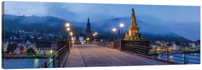 Heidelberg Alte Brücke (Old Bridge) Panorama In The Early Morning Canvas Art Print