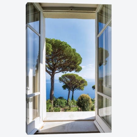 View Into The Garden With Stone Pine Trees, Capri Island, Naples, Italy Canvas Print #JNB2062} by Jan Becke Canvas Artwork