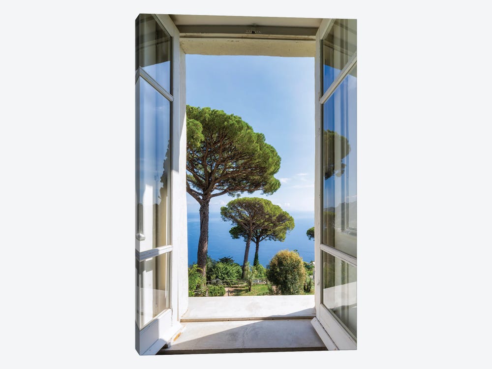 View Into The Garden With Stone Pine Trees, Capri Island, Naples, Italy by Jan Becke 1-piece Canvas Artwork