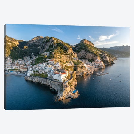 Aerial View Of The Amalfi Coast With The Towns Amalfi And Atrani, Gulf Of Naples, Italy Canvas Print #JNB2063} by Jan Becke Canvas Wall Art