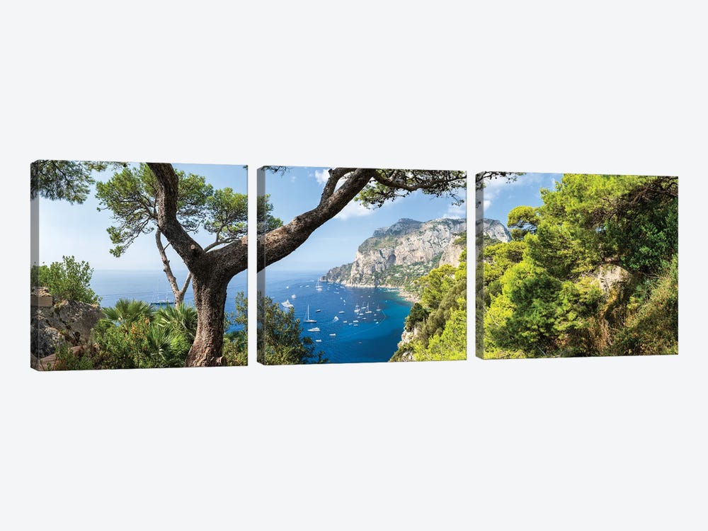 Capri Island Panorama In Summer, Gulf Of Naples, Italy by Jan Becke 3-piece Canvas Artwork