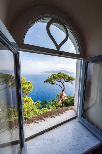 Window With Garden View, Villa Lysis, Capri Island, Italy by Jan Becke framed wall art