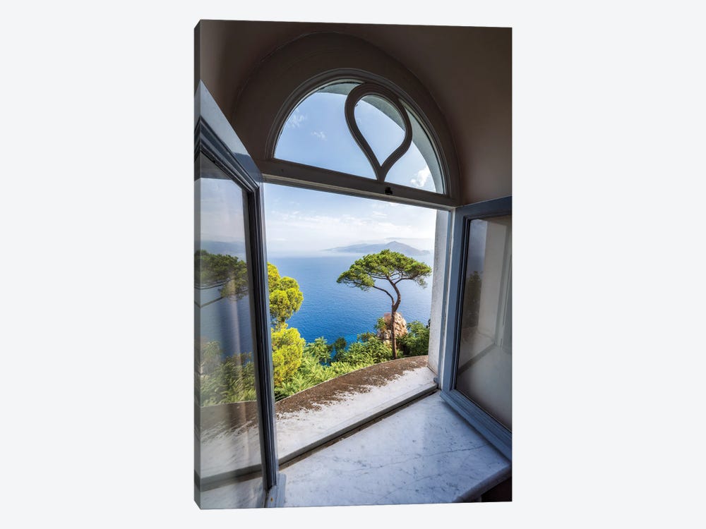 Window With Garden View, Villa Lysis, Capri Island, Italy by Jan Becke 1-piece Canvas Art Print