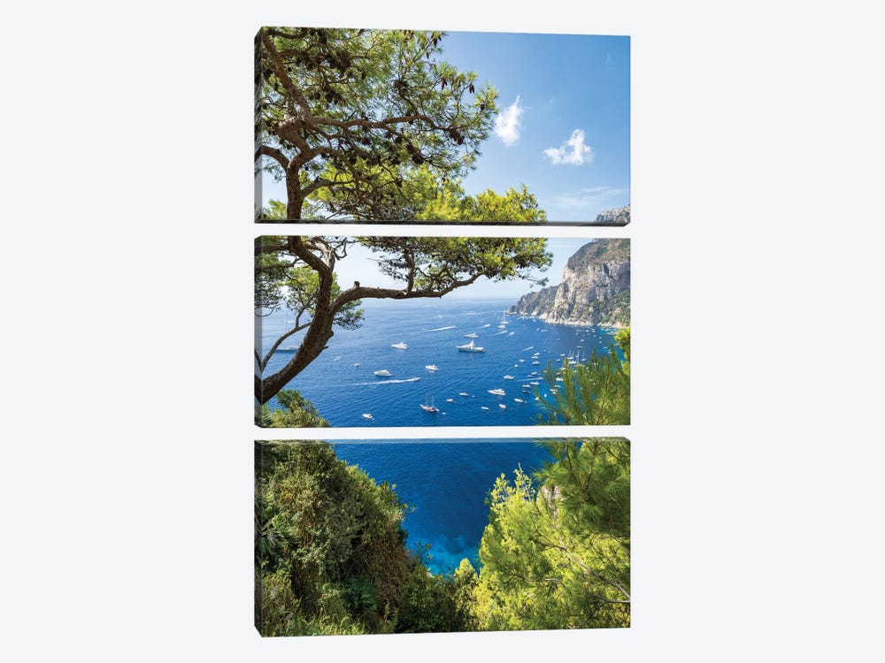 Summer Vacation On The Island Of Capri, Gulf Of Naples, Campania, Italy by Jan Becke 3-piece Canvas Art