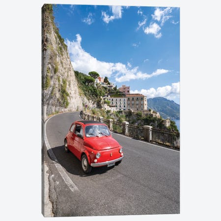 Tour Along The Amalfi Coast In A Red Fiat Cinquecento 500, Atrani, Italy Canvas Print #JNB2069} by Jan Becke Canvas Artwork