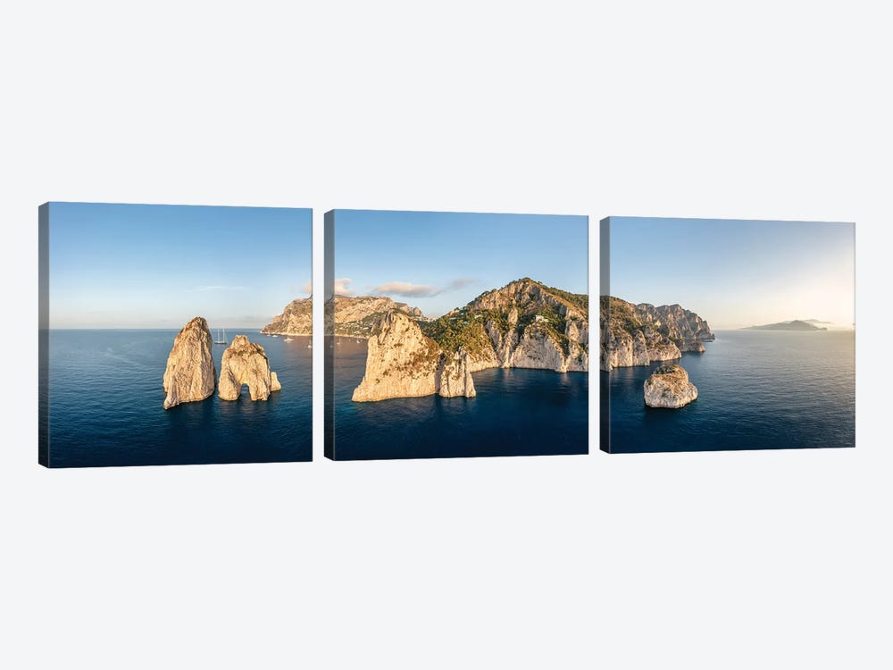 Capri Island Panorama At Sunrise, Naples, Italy by Jan Becke 3-piece Art Print