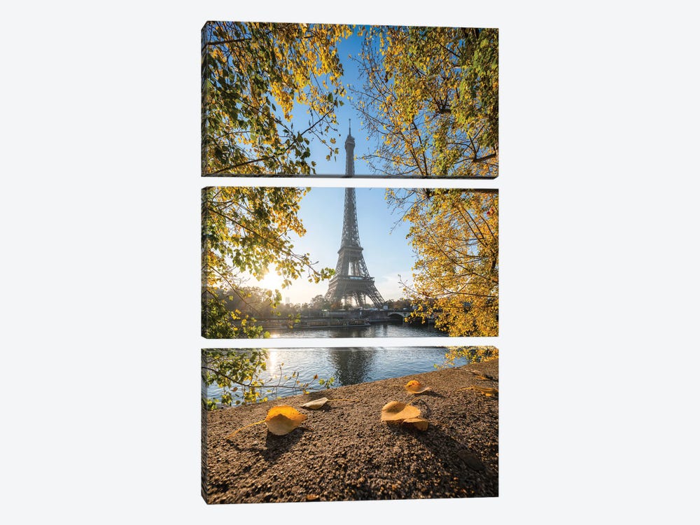 Eiffel Tower In Autumn Season Paris, France by Jan Becke 3-piece Canvas Art