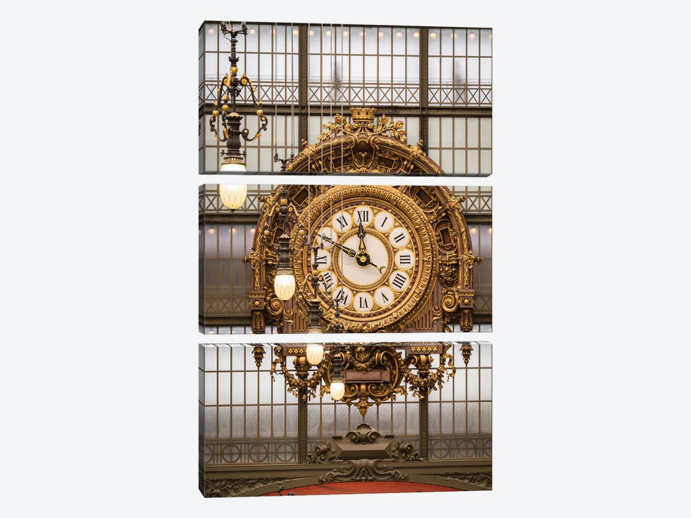 Clock At The Musée D´Orsay In Paris, France by Jan Becke 3-piece Canvas Print