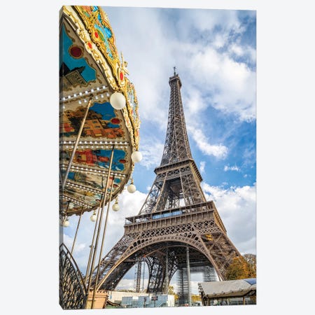 Carousel Of The Eiffel Tower Paris, France Canvas Print #JNB2089} by Jan Becke Canvas Wall Art