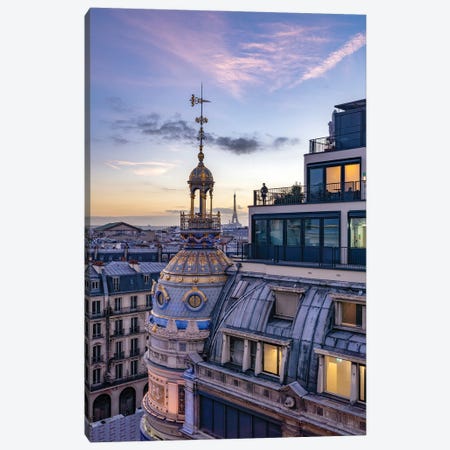 Paris Rooftops At Sunset With View Of The Eiffel Tower Canvas Print #JNB2090} by Jan Becke Art Print