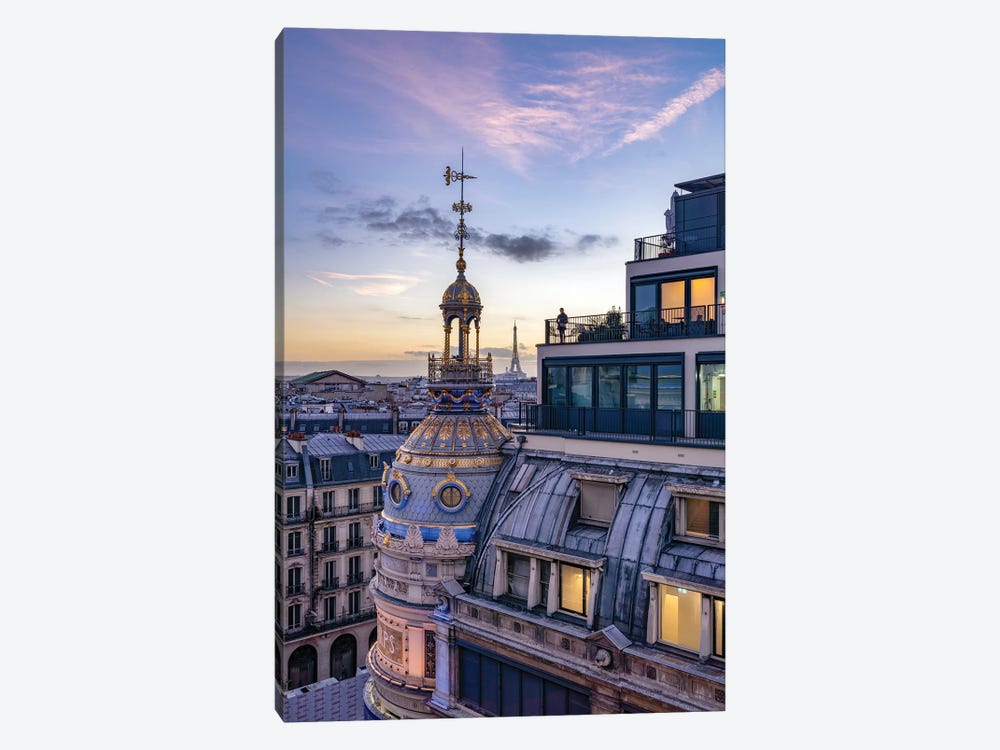 Paris Rooftops At Sunset With View Of The Eiffel Tower by Jan Becke 1-piece Canvas Print