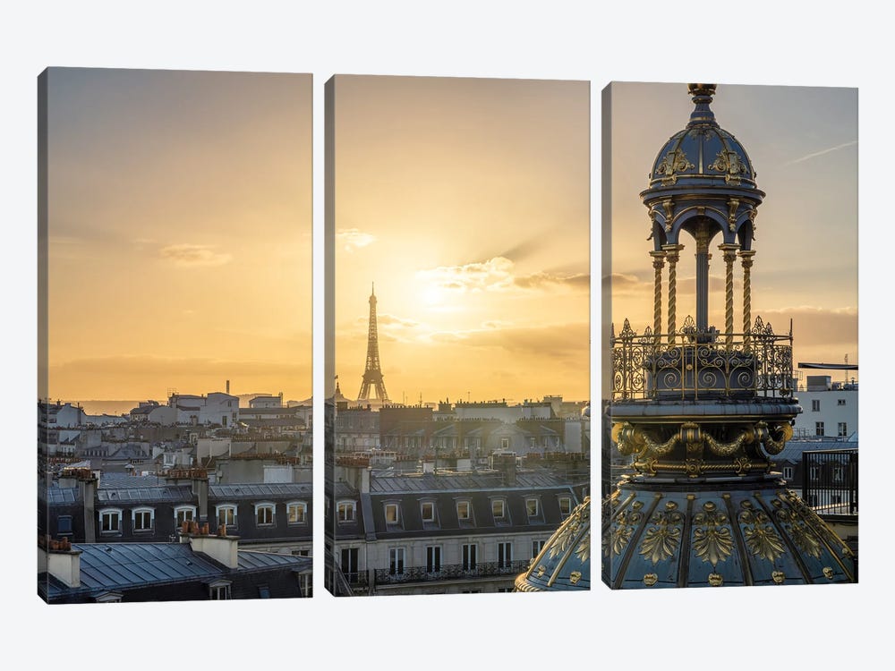 View Of The Eiffel Tower At Sunset Paris, France by Jan Becke 3-piece Canvas Artwork
