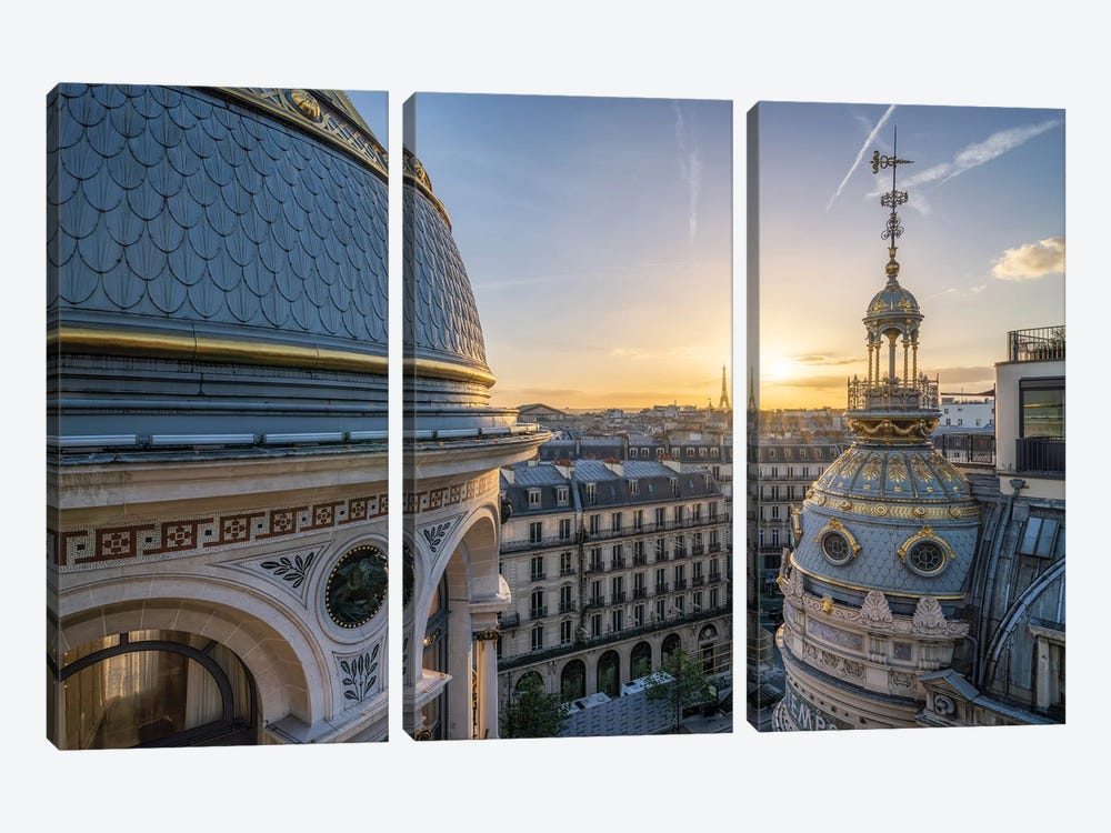 Rooftop View Of The Eiffel Tower At Sunset Paris, France by Jan Becke 3-piece Canvas Artwork