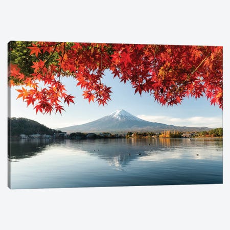 Autumn Leaves With Mount Fuji At Lake Kawaguchiko Canvas Print #JNB209} by Jan Becke Art Print
