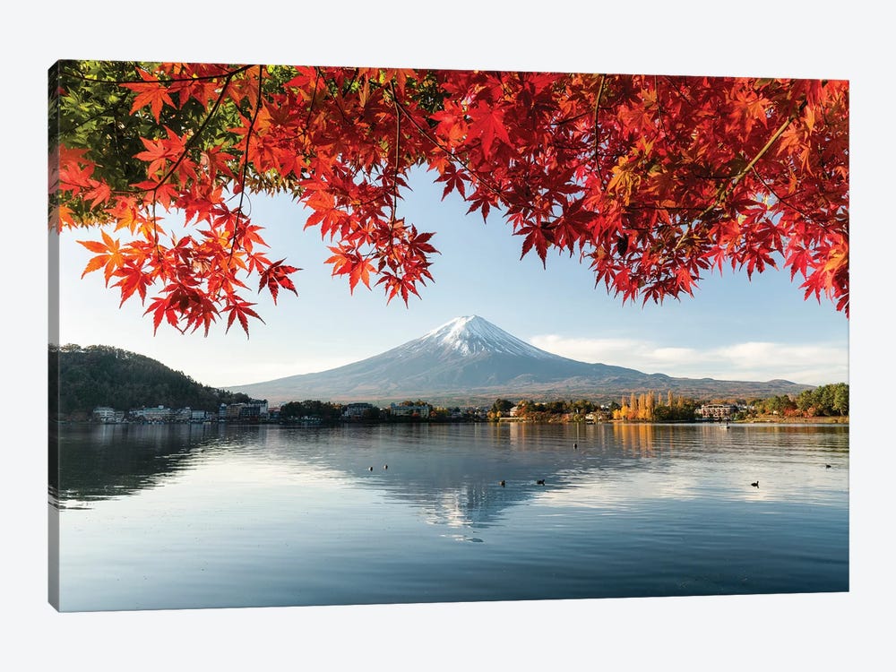 Autumn Leaves With Mount Fuji At Lake Kawaguchiko by Jan Becke 1-piece Art Print