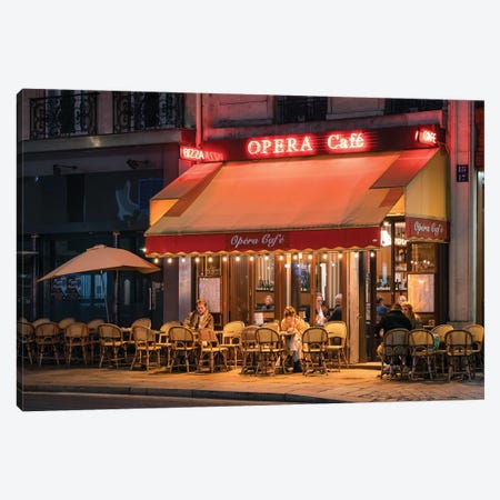 Romantic Street Cafe In Paris, France Canvas Print #JNB2100} by Jan Becke Canvas Print