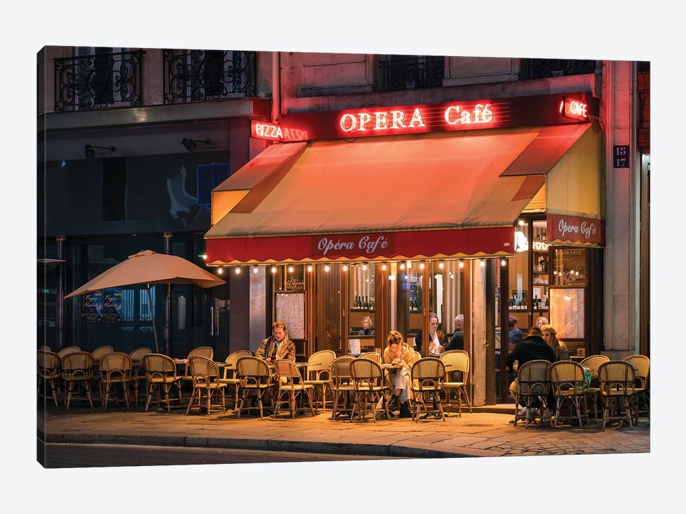 Romantic Street Cafe In Paris, France by Jan Becke 1-piece Art Print