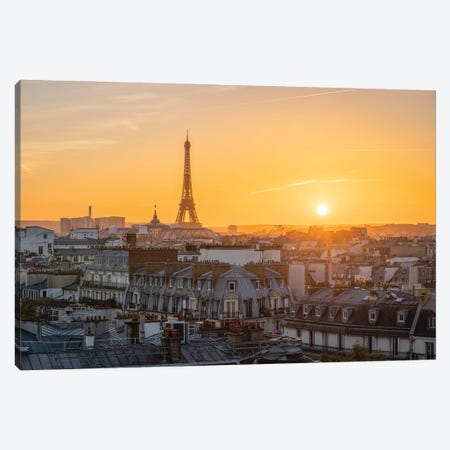 Paris Skyline With Eiffel Tower At Sunset Canvas Print #JNB2106} by Jan Becke Canvas Artwork